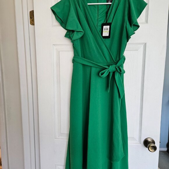DKNY Faux wrap dress, High/Low, Apple green Size 4 New with tags - Picture 5 of 13